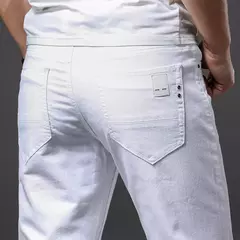 Pantalones vaqueros blancos para hombre, moda informal, estilo clásico, ajustados, suaves, pantalones elásticos avanzados de marca masculina - buy online