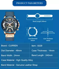 Image of Relojes deportivos CURREN informales para hombre, reloj de pulsera de Cuero militar de lujo de marca superior, reloj de pulsera para hombre, reloj de pulsera cronógrafo de moda