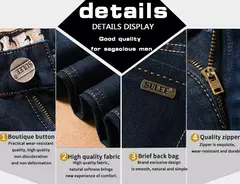 SULEE-pantalones vaqueros elásticos de estilo europeo y americano para hombre, vaqueros de lujo, ajustados, rectos, azul profundo - buy online