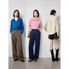 TOYUTH-Blusa Vintage de pana para mujer, camisa de manga larga con cuello vuelto, ropa de trabajo, Tops, Otoño, 2024 en internet