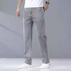 Image of 2025 verano fino hombres Lyesel suave caída moda pantalones vaqueros sueltos rectos negocios Casual pantalones de seda hielo ropa de marca