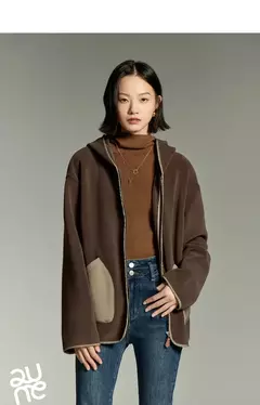Toyouth-Chaqueta de terciopelo de doble cara para mujer, abrigo holgado grueso con capucha de manga larga para invierno, Tops informales versátiles con bolsillo de retales 2024 - comprar en línea