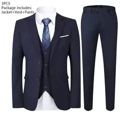 Traje de hombre Blazers para boda 3 piezas 2 conjuntos elegantes chaquetas de lujo de alta calidad chaleco pantalones 2024 abrigos formales traje clásico - online store