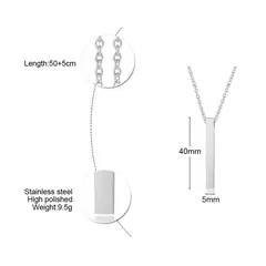 Vnox Collares de barra vertical 3D para hombres, colgante geométrico de acero inoxidable en capas, cadena cubana de cuerda de trigo en capas, collar para niño en internet