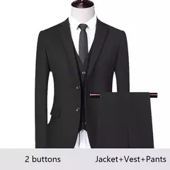Imagen de Traje de hombre para boda, 3 piezas, 2 conjuntos, Blazers, chaquetas elegantes, chaleco, pantalones, abrigos de negocios de lujo, Formal coreano de alta calidad 2024