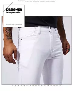 Pantalones vaqueros informales blancos para hombre, nuevos pantalones vaqueros cómodos, elásticos, ajustados, rectos, ropa masculina, ropa de calle - Eleganzie