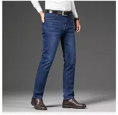 Pantalones elásticos informales de negocios para hombre, pantalón vaquero azul clásico, Vaqueros rectos holgados, talla grande 40 42 44 46 2025 on internet