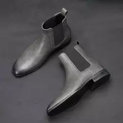 40 ~ 46 Botas Chelsea para hombre 2024 Botas cómodas de cuero de moda para hombre # KD431 en internet
