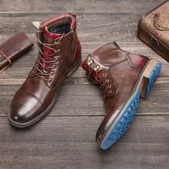 Botas talla 7-13 para hombre, marca 2024, botas cómodas de moda de cuero # AL603C4 - Eleganzie