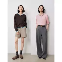 TOYOUTH-suéter de punto para mujer, cárdigan de manga larga con botones y cuello redondo, Color contrastante, novedad de otoño, 2024 en internet