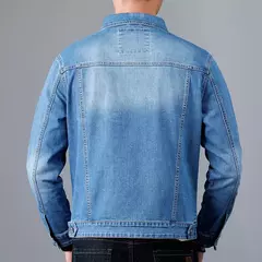 Nueva chaqueta vaquera de algodón informal para hombre de primavera, abrigo vaquero azul Retro lavado ajustado a la moda de estilo clásico, ropa de marca masculina
