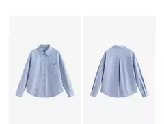 TOYOUTH-Blusa para mujer, camisa de otoño 2024, nueva pintura al óleo multicolor, cuello vuelto, camisa bordada de manga larga, Tops blancos - comprar en línea