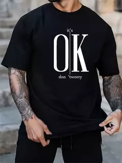 Camiseta holgada de verano 100 algodón con estampado OK para hombre, Tops de diseño moderno, camiseta de manga corta de calle, ropa de algodón on internet