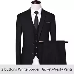 Traje de hombre para boda, 3 piezas, 2 conjuntos, Blazers, chaquetas elegantes, chaleco, pantalones, abrigos de negocios de lujo, Formal coreano de alta calidad 2024 - tienda en línea