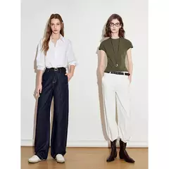 TOYOUTH Jeans de mezclilla para mujer 2025 Primavera Nuevo estilo americano Pantalones largos rectos de pierna ancha en internet
