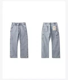 Image of SIMWOOD 2025 Primavera Verano nuevos pantalones vaqueros sueltos relajantes para hombres pantalones vaqueros Cargo de tela de 11oz