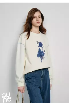 TOYOUTH-Sudadera con bordado de flores para mujer, jersey de manga larga con cuello redondo, ropa de calle, Tops, novedad de primavera 2024 en internet