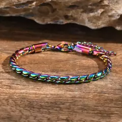 Vnox Punk hombres pulseras de cadena de eslabones de serpiente, pulsera de cadena brillante de acero inoxidable trenzado de Color negro plateado, joyería de uso cómodo en internet