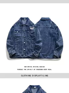 Chaqueta informal de moda para hombre, Top de mezclilla lavada, chaqueta vaquera holgada de talla grande para otoño, chaqueta para hombre - Eleganzie