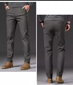 Pantalones informales 97% algodón para hombre, moda de otoño, cómodos, elásticos, ajustados, rectos, de negocios, negro, verde militar, caqui - Eleganzie