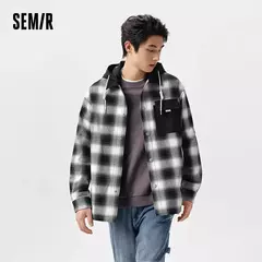 Semir prendas de vestir exteriores para hombre 2024 primavera nuevo Patchwork contraste Color a cuadros Top desmontable con capucha de moda - Eleganzie