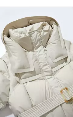 AMII-Abrigo acolchado de plumón minimalista para mujer, abrigo largo con capucha y cinturón, ligero y cálido, ropa de abrigo de moda para invierno, 2023, novedad de 12344187 - Eleganzie