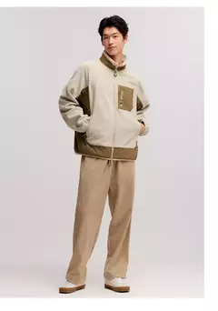 Semir-Chaqueta de forro Polar antiestática para hombre, abrigo peludo suelto, Patchwork en contraste, estilo exterior, invierno, 2024 - buy online