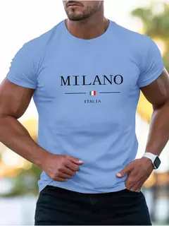 Camiseta deportiva informal holgada de algodón 100% para hombre, camiseta de manga corta con cuello redondo y estampado MILANO, cómoda, para compras, verano - comprar en línea