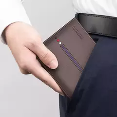 Cartera de cuero con protección RFID para hombre, monedero pequeño de cuero de vaca para negocios, regalos de moda para padre - tienda en línea