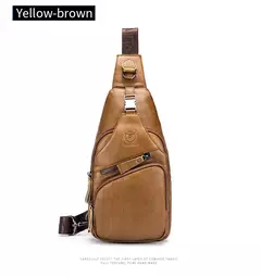 Imagen de Bolso BULLCAPTAIN, bolso de pecho de cuero genuino, bolso cruzado informal de estilo a la moda para hombre, equipaje de negocios de cuero de gran capacidad para hombre