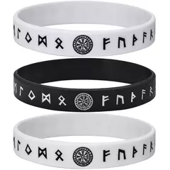 Vnox Pulsera de silicona de 12 mm para hombres, pulsera de silicona de caucho suave, juego de brazaletes con runas y brújula vikinga nórdica - tienda en línea
