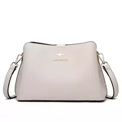 Bolso de mano de cuero de alta calidad para mujer, bolsa de hombro multifuncional, de diseñador de lujo, Color sólido - Eleganzie