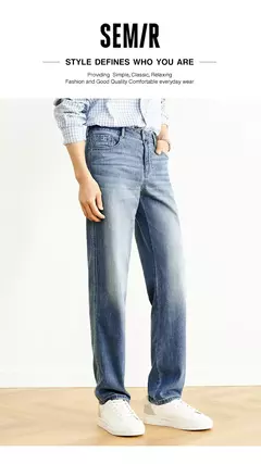 Semir Jeans hombres pierna recta Retro desgastado 2025 nuevos pantalones de verano sensación fresca pantalones largos para trajes de todos los días y de moda en internet