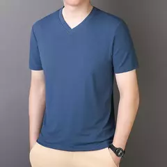 Camiseta de seda de hielo para hombre, camisa de manga corta elástica para Fitness, informal, secado rápido, 6XL, 7XL, 8XL, novedad de verano, 2309