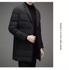 Image of Chaqueta de plumón elegante y guapo para hombre, traje de negocios informal de longitud media, cuello de bufanda, coa de invierno, alta calidad, 2024