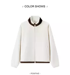 Imagen de Semir-abrigo Polar antiestático para mujer, chaqueta holgada de invierno con manga raglán y cuello levantado, novedad de 2024