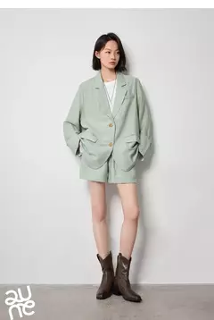 TOYOUTH-Blazer de lino para mujer, chaqueta de oficina con cuello vuelto, ropa de trabajo, novedad de verano, 2024 - Eleganzie