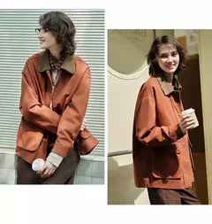 Semir-abrigo de longitud media para mujer, chaqueta holgada con cuello de PANA con bloqueo de Color, estilo Retro, bordado, a la moda, novedad de otoño, 2024
