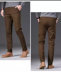 Pantalones informales 97% algodón para hombre, moda de otoño, cómodos, elásticos, ajustados, rectos, de negocios, negro, verde militar, caqui