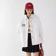 Semir-chaqueta vaquera de longitud media para mujer, chaqueta holgada de algodón puro Jacquard, con solapa, a la moda, otoño - comprar en línea