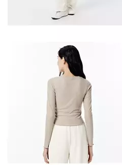 Semir-Camiseta de manga corta para mujer, camiseta ajustada diseñada para lucir más delgada, Top con dobladillo de volantes elegante, novedad de otoño 2024