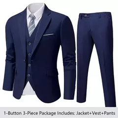 Image of Traje de hombre Blazers para boda 3 piezas 2 conjuntos elegantes chaquetas de lujo de alta calidad chaleco pantalones 2024 abrigos formales traje clásico