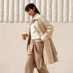 Semir-gabardina de cintura larga para mujer, abrigo holgado de manga raglán con solapa y Triple protección, color caqui, novedad de primavera, 2024 - comprar en línea