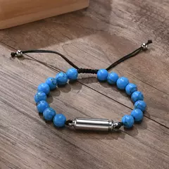 Vnox Pulseras de urna con cuentas de piedra de lava informales para hombres para cenizas, joyería conmemorativa de recuerdo de cremación de tubo hueco, longitud ajustable