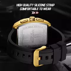 Marca de moda NAVIFORCE, relojes de cuarzo con diseño dorado para hombre, reloj de pulsera informal para hombre, reloj multifunción de PU resistente al agua de gran diámetro - Eleganzie