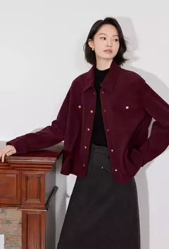 TOYOUTH-Chaqueta de pana para mujer, abrigo de invierno de manga larga con cuello tipo Polo, prendas de vestir gruesas de felpa con botones de Metal, 2024 - Eleganzie