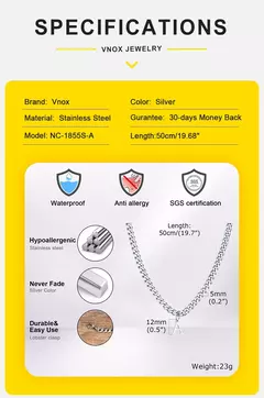 Vnox-collar sencillo de A-Z con letras para hombre y mujer, cadena cubana de acero inoxidable, resistente al agua, regalo de joyería - comprar en línea