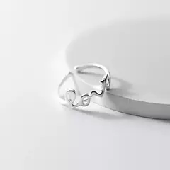 Anillo Ajustable de Plata 925 con Letras LOVE – Elegancia Minimalista - Eleganzie