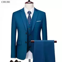 Imagen de Trajes para hombres elegantes, Blazers de 3 piezas, 2 conjuntos, chaquetas de boda, chaleco, pantalones, moda de lujo, traje completo clásico, traje Formal 2025