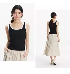Imagen de Semir chaleco mujer recortado cuello en U capas 2025 novedad de verano sensación fresca Top ajustado elegante para trajes elegantes